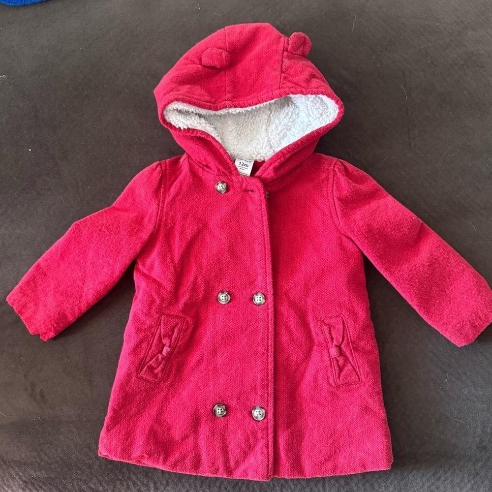 Carters Red hooded fleeced jacket - 12 months